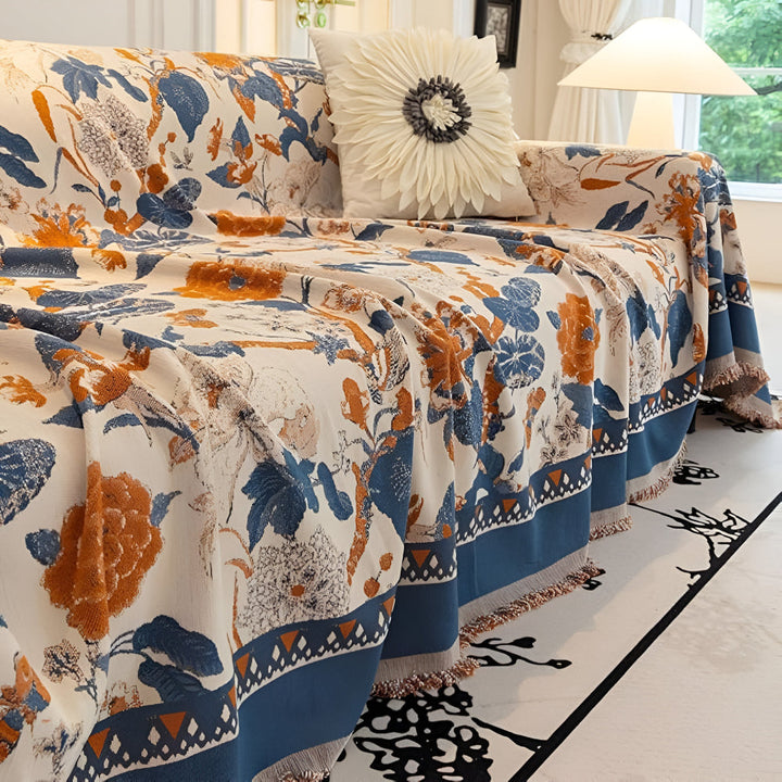 HarmoniaReben: Copertura per divano in elegante motivo jacquard con tralci in chenille, versatile – per divano e soggiorno