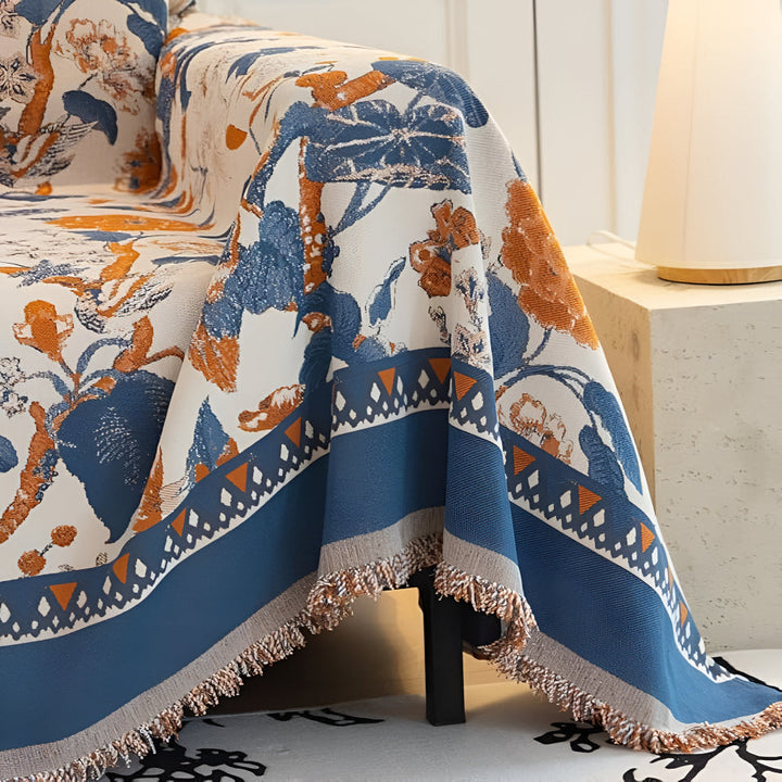 HarmoniaReben: Copertura per divano in elegante motivo jacquard con tralci in chenille, versatile – per divano e soggiorno