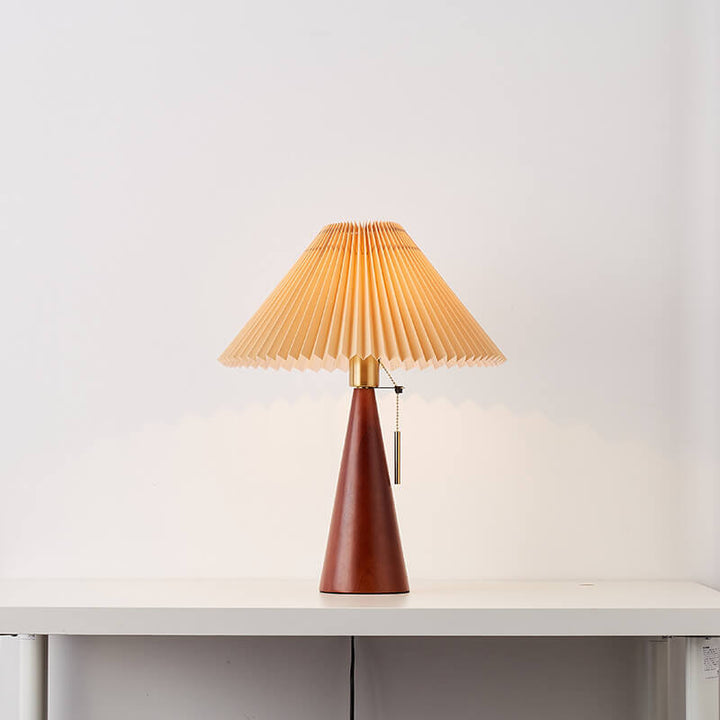 HikariHolz: Lampada da tavolo LED minimalista con base in legno e paralume in tessuto – ideale per comodini e angoli lettura