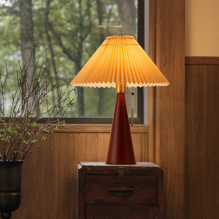 HikariHolz: Lampada da tavolo LED minimalista con base in legno e paralume in tessuto – ideale per comodini e angoli lettura