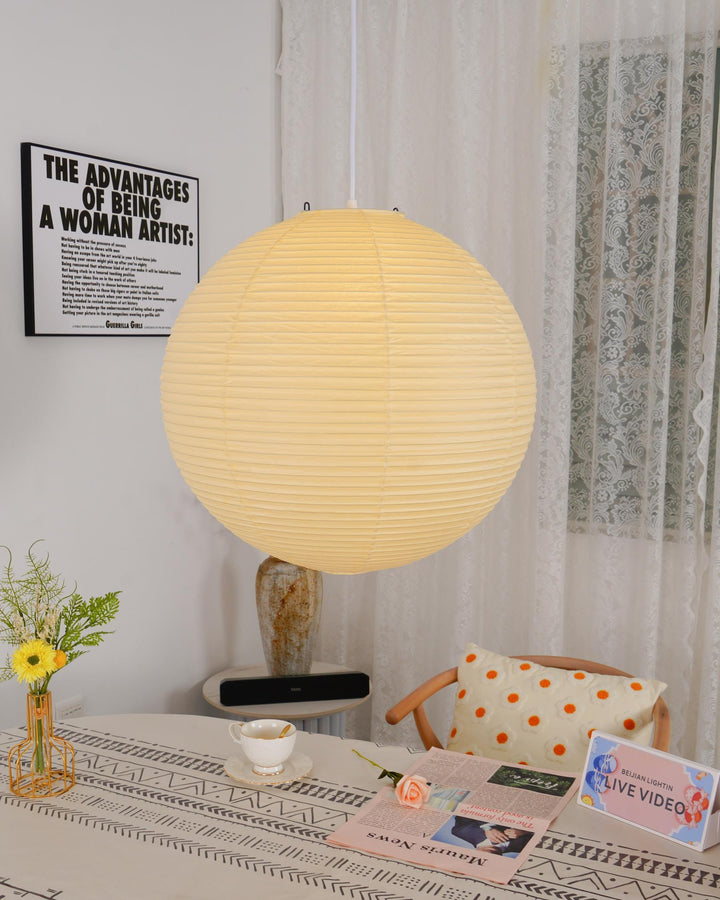 HikariZen: Lampada a sospensione in carta giapponese in stile Akari – per soggiorno e camera da letto