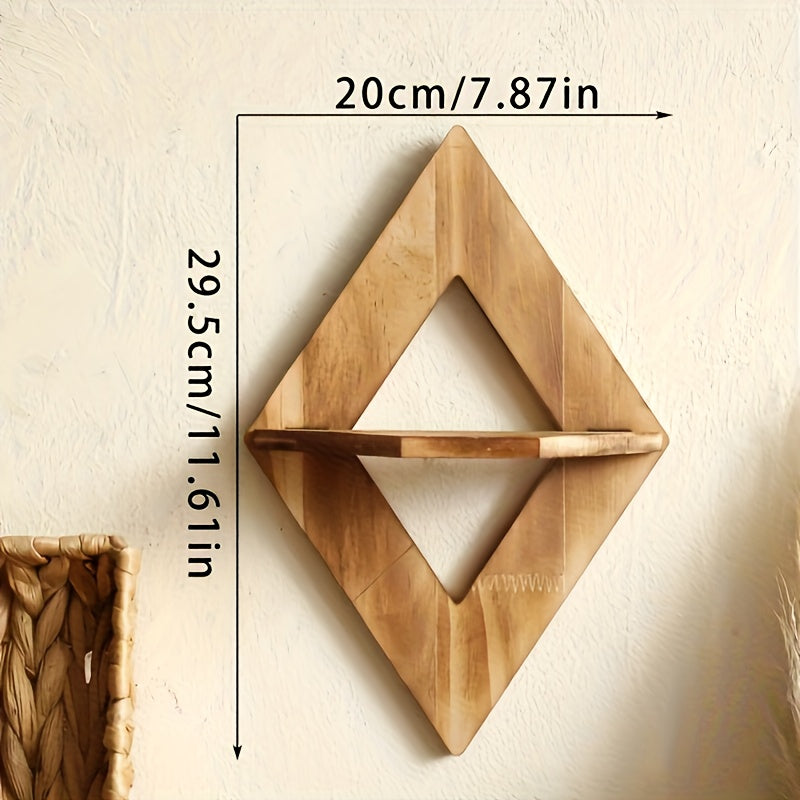 HolzkohleRustik: Mensola da parete in legno – decorativa, sospesa e appesa in stile country con design a rombi per bagno e cucina