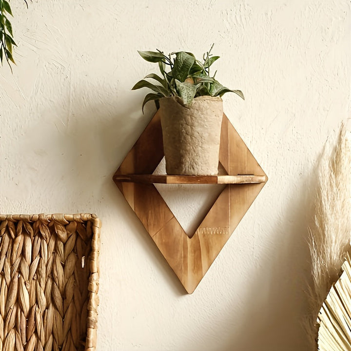 HolzkohleRustik: Mensola da parete in legno – decorativa, sospesa e appesa in stile country con design a rombi per bagno e cucina