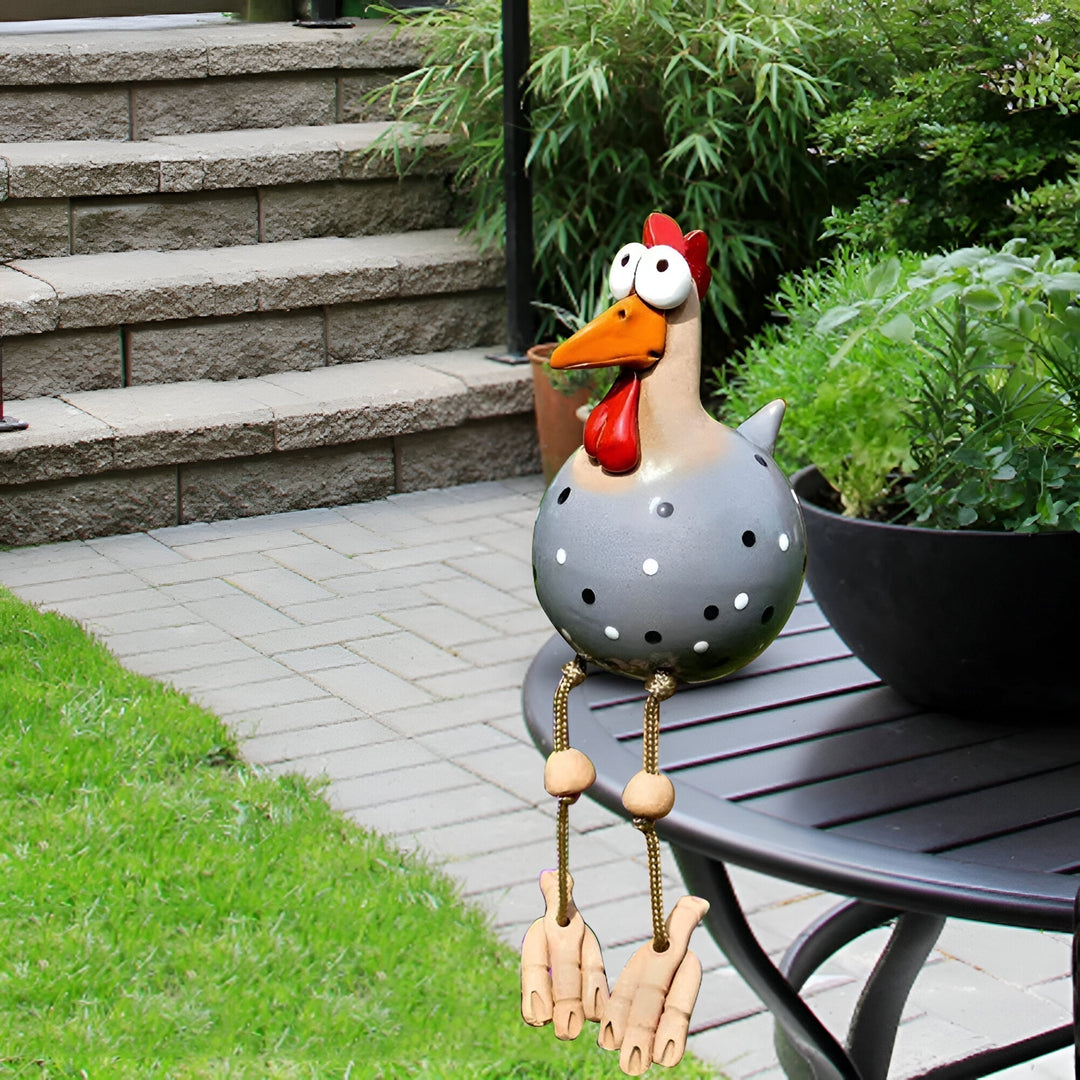 Statua di Pollo in Resina Durevole per Decorazione da Giardino Esterno