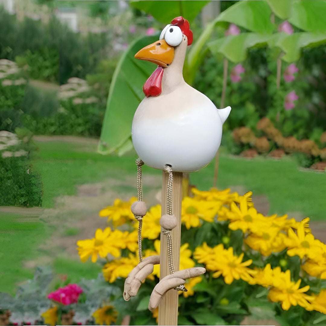 Statua di Pollo in Resina Durevole per Decorazione da Giardino Esterno