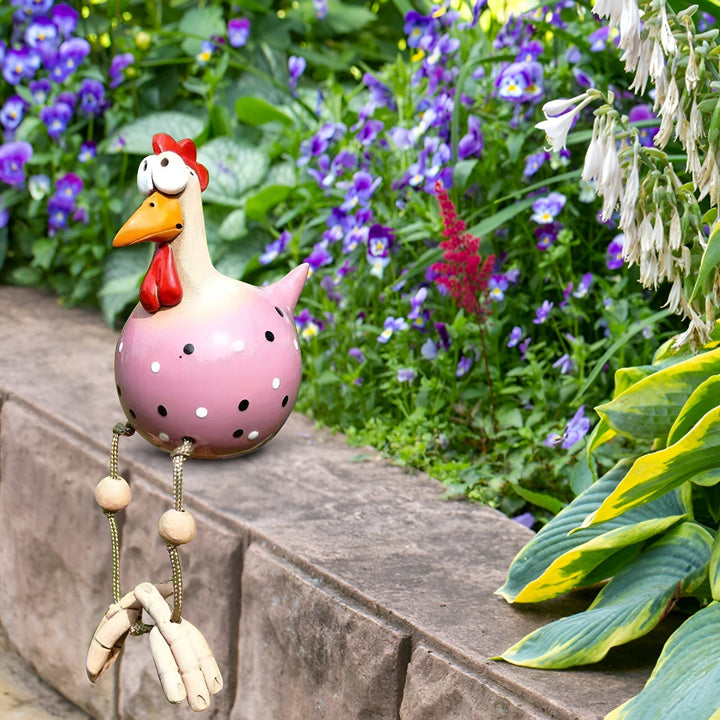 Statua di Pollo in Resina Durevole per Decorazione da Giardino Esterno