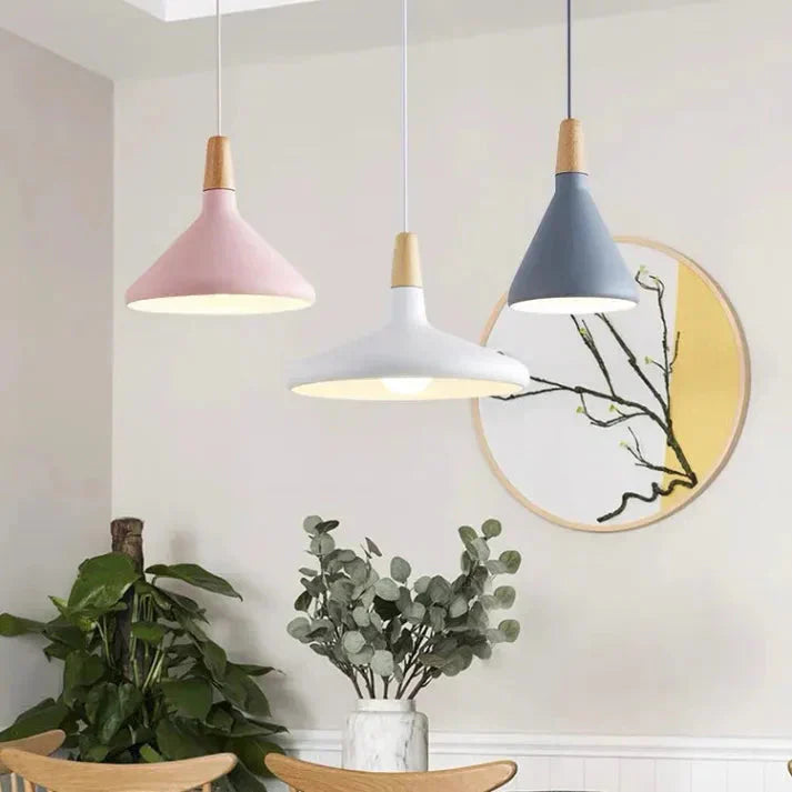 MacaronLumi: Lampada a sospensione in alluminio con colori Macaron e attacco E27 – per sala da pranzo e area caffè