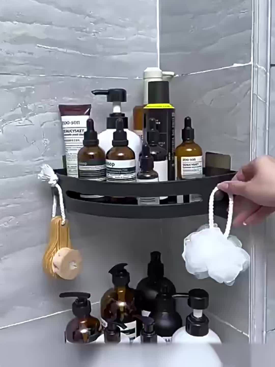 IntelligenteEcke: Mensole da bagno – moderno set da 2 in plastica, sospeso e salvaspazio senza forare per doccia e toilette