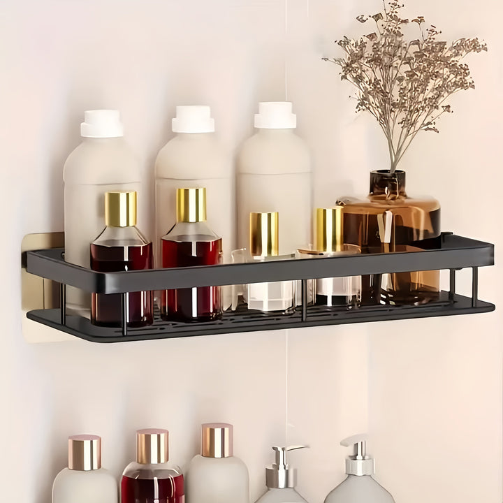 IntelligenteLagerung: Mensola da parete per bagno – grande mensola in plastica, decorativa e appesa senza forare per cucina e bagno degli ospiti