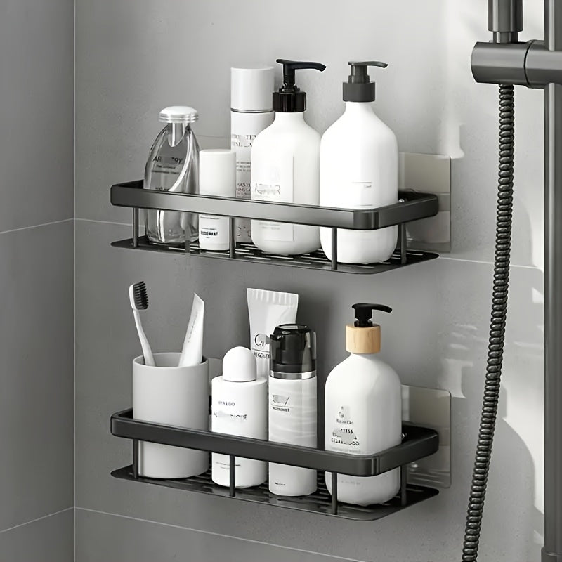 IntelligenteLagerung: Mensola da parete per bagno – grande mensola in plastica, decorativa e appesa senza forare per cucina e bagno degli ospiti