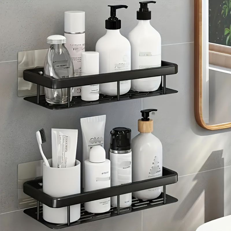 IntelligenteLagerung: Mensola da parete per bagno – grande mensola in plastica, decorativa e appesa senza forare per cucina e bagno degli ospiti
