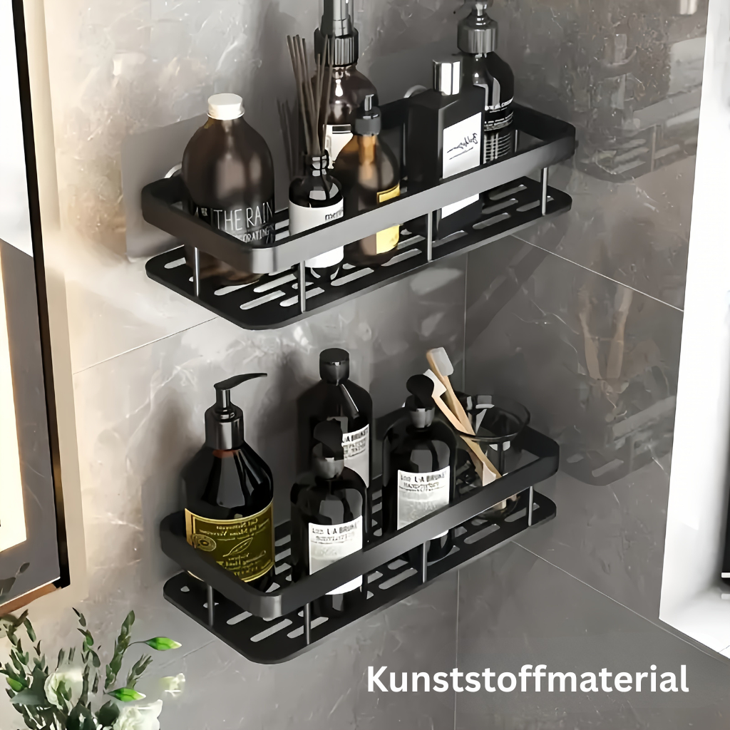 IntelligenteLagerung: Mensola da parete per bagno – grande mensola in plastica, decorativa e appesa senza forare per cucina e bagno degli ospiti