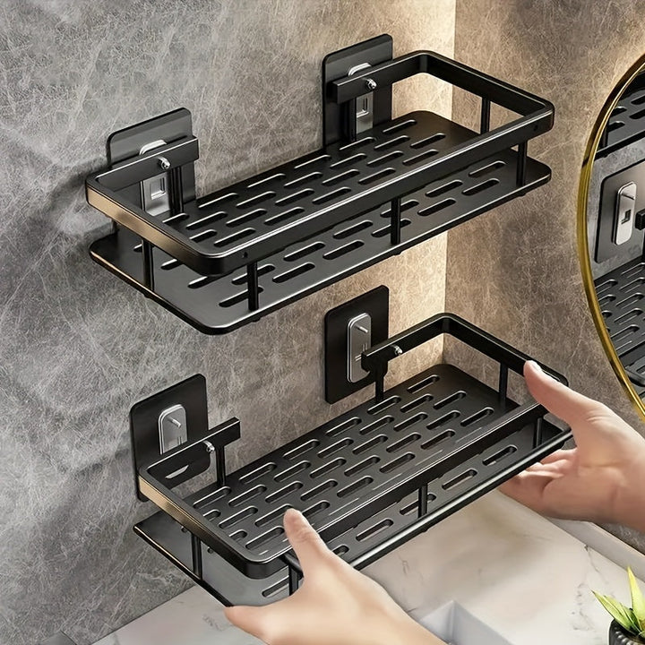 IntelligenteLagerung: Mensola da parete per bagno – grande mensola in plastica, decorativa e appesa senza forare per cucina e bagno degli ospiti