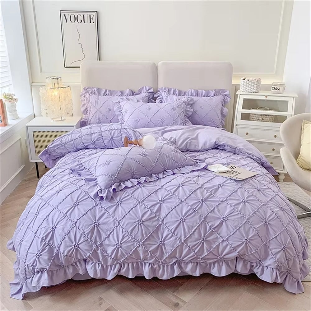 JahrgangWonne: Set copripiumino romantico – traspirante, morbido e decorativo con un classico look a volant per la casa
