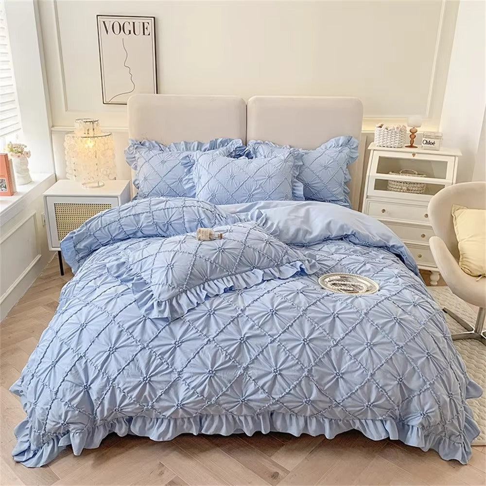 JahrgangWonne: Set copripiumino romantico – traspirante, morbido e decorativo con un classico look a volant per la casa