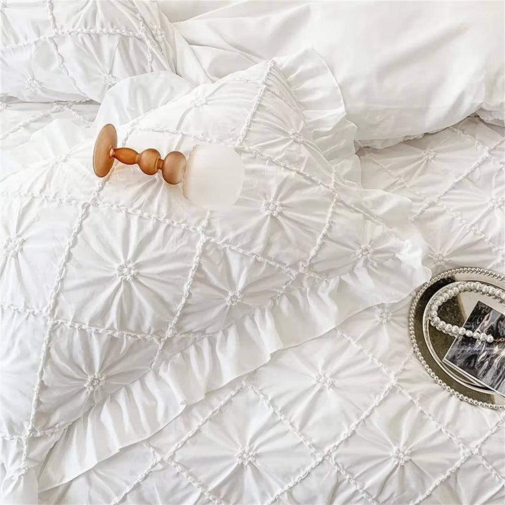 JahrgangWonne: Set copripiumino romantico – traspirante, morbido e decorativo con un classico look a volant per la casa
