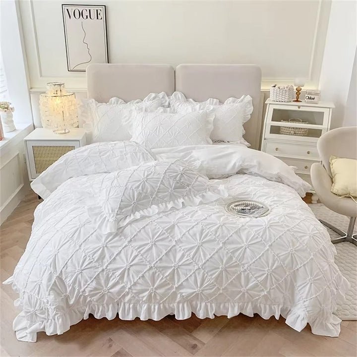 JahrgangWonne: Set copripiumino romantico – traspirante, morbido e decorativo con un classico look a volant per la casa