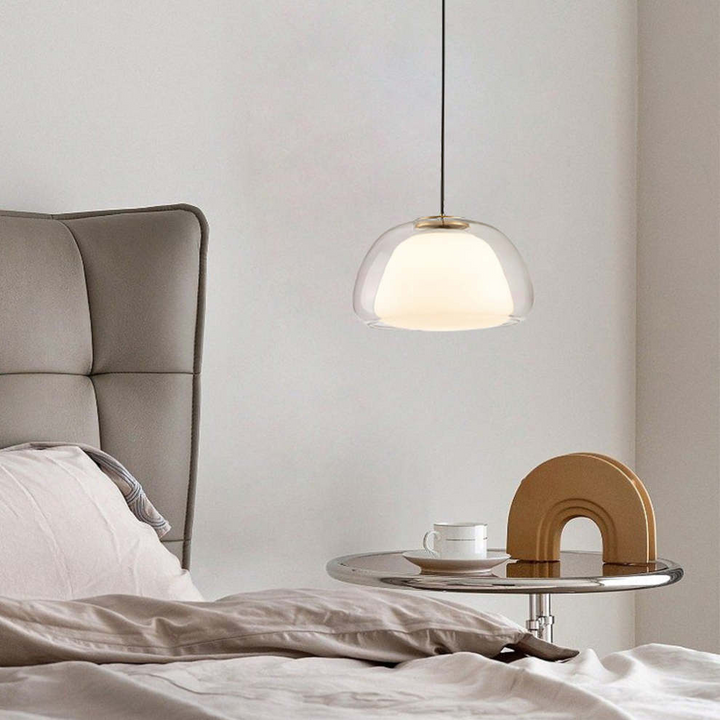 Jellura: Lampada a sospensione in vetro bianco con diffusore in forma di jelly moderna – per un&