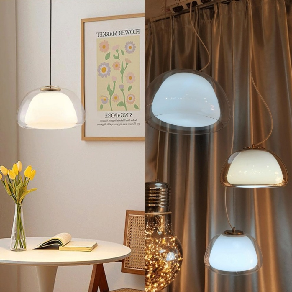 Jellura: Lampada a sospensione in vetro bianco con diffusore in forma di jelly moderna – per un&