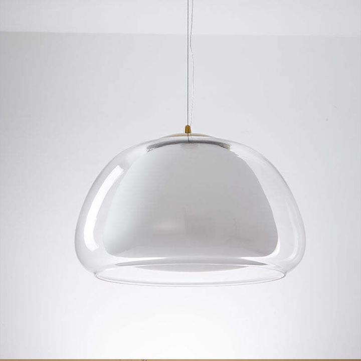 Jellura: Lampada a sospensione in vetro bianco con diffusore in forma di jelly moderna – per un&