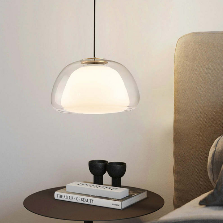 Jellura: Lampada a sospensione in vetro bianco con diffusore in forma di jelly moderna – per un&