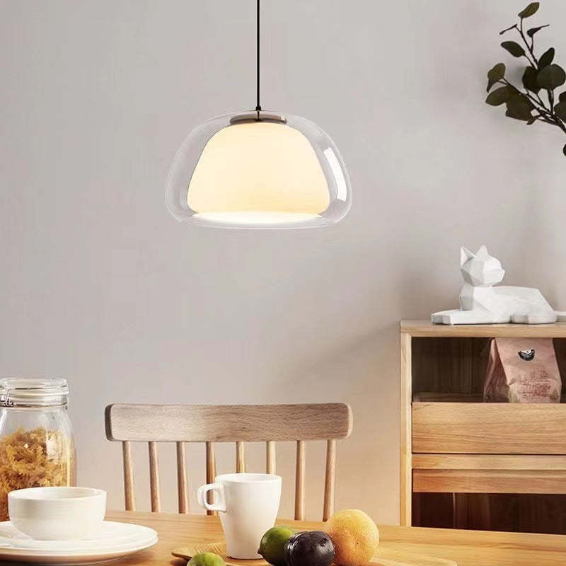 Jellura: Lampada a sospensione in vetro bianco con diffusore in forma di jelly moderna – per un&