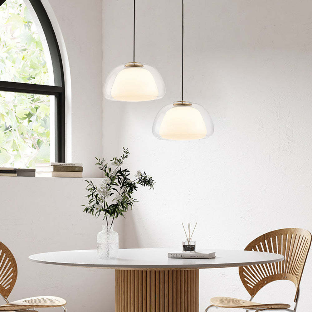 Jellura: Lampada a sospensione in vetro bianco con diffusore in forma di jelly moderna – per un&