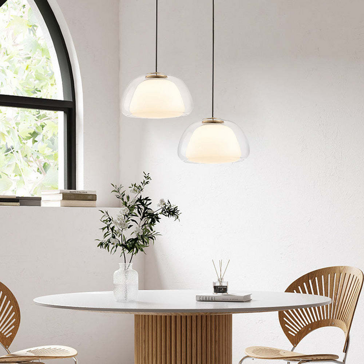 Jellura: Lampada a sospensione in vetro bianco con diffusore in forma di jelly moderna – per un&