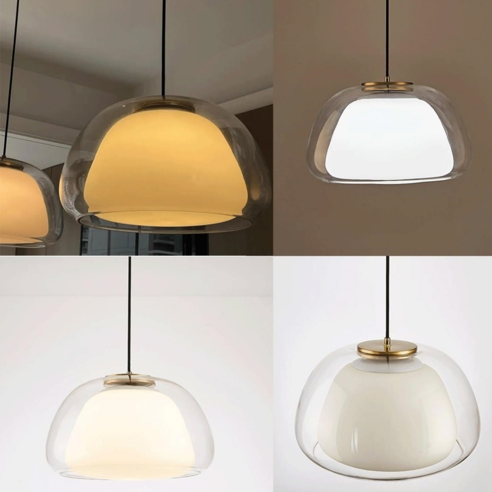 Jellura: Lampada a sospensione in vetro bianco con diffusore in forma di jelly moderna – per un&