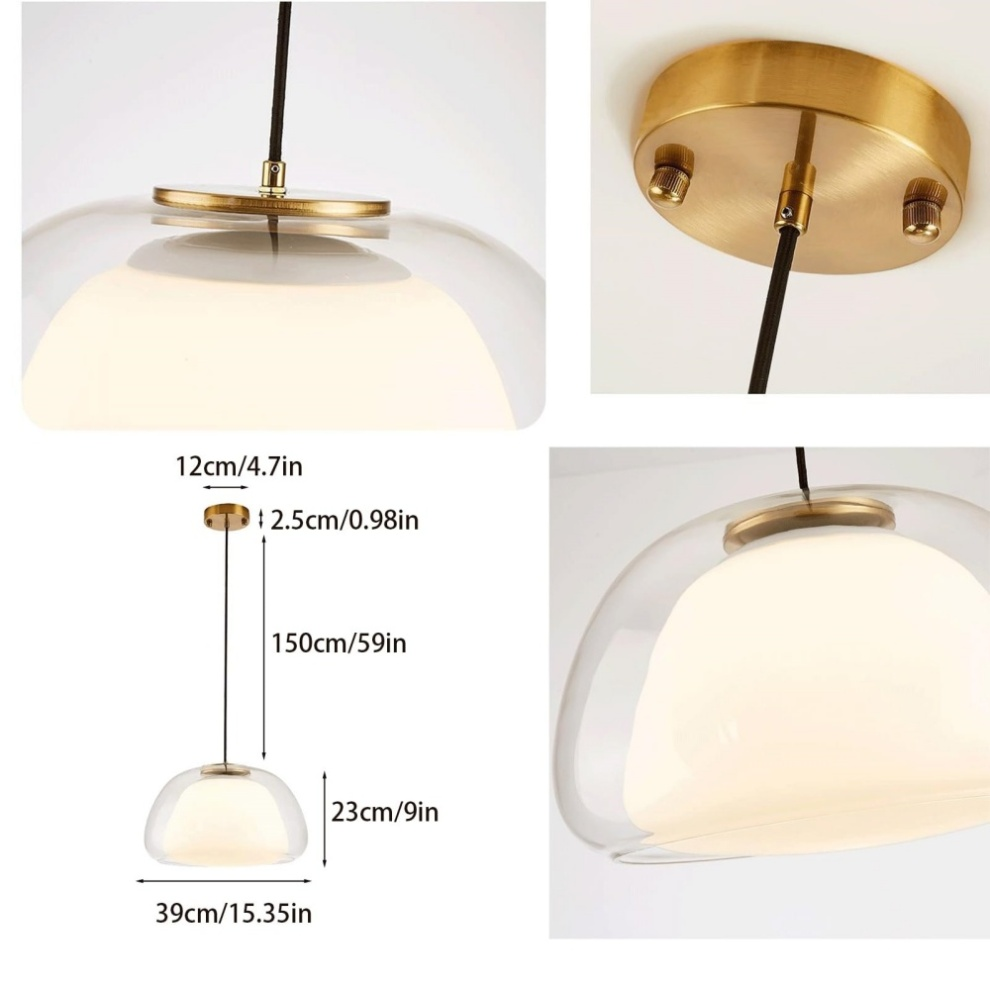 Jellura: Lampada a sospensione in vetro bianco con diffusore in forma di jelly moderna – per un&