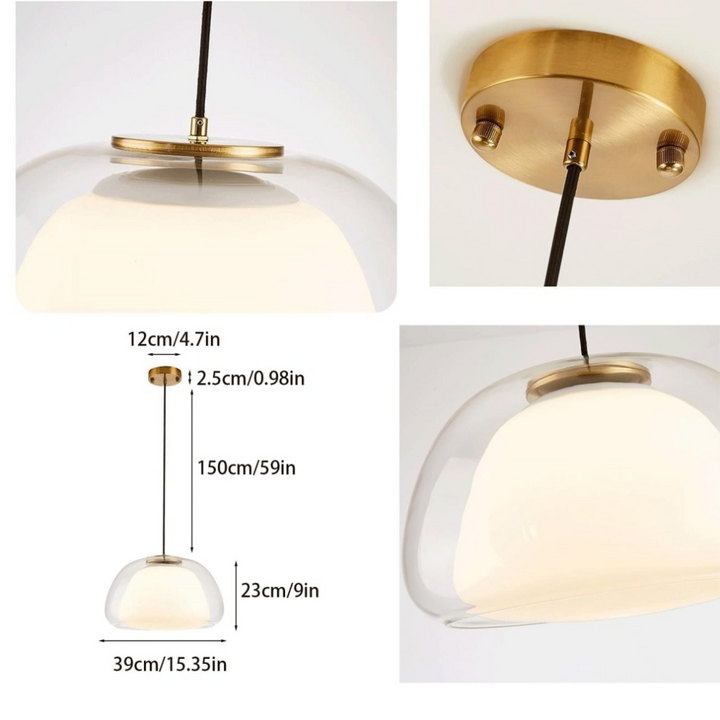Jellura: Lampada a sospensione in vetro bianco con diffusore in forma di jelly moderna – per un&