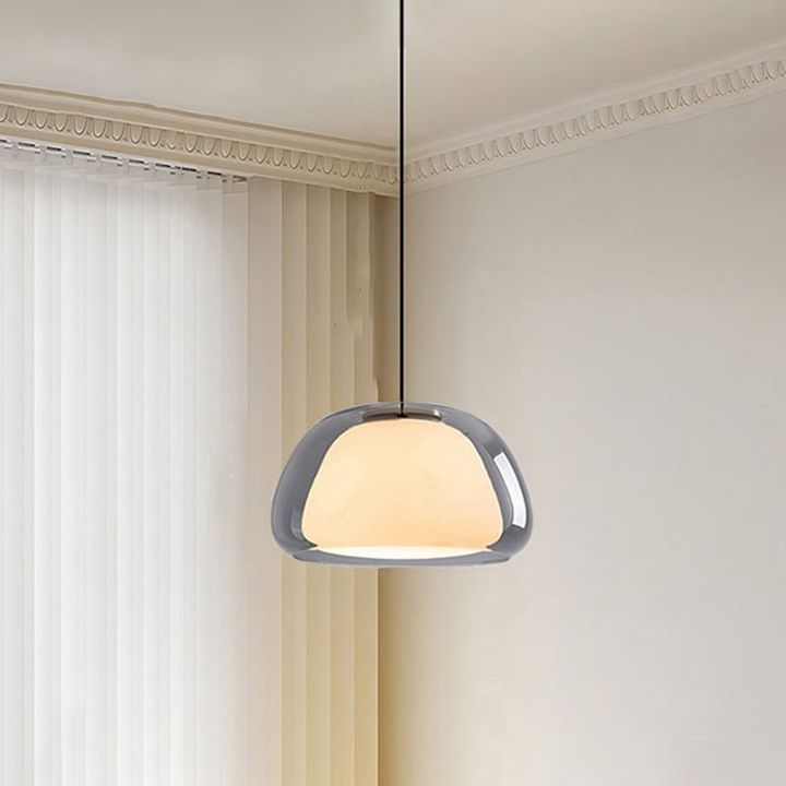 Jellura: Lampada a sospensione in vetro bianco con diffusore in forma di jelly moderna – per un&