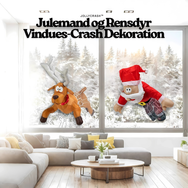 JollyCrash™ – Décoration de Fenêtre de Crash du Père Noël et des Rennes