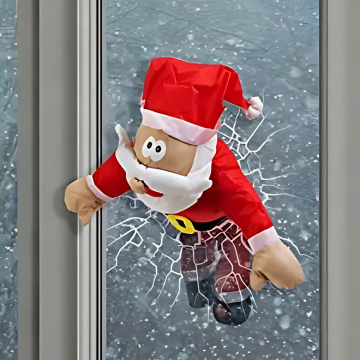 JollyCrash™ – Décoration de Fenêtre de Crash du Père Noël et des Rennes