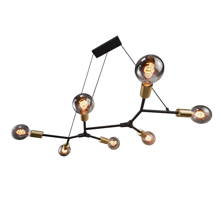 Lampadario a sospensione Josefine 7 Island, Nero/Ottone