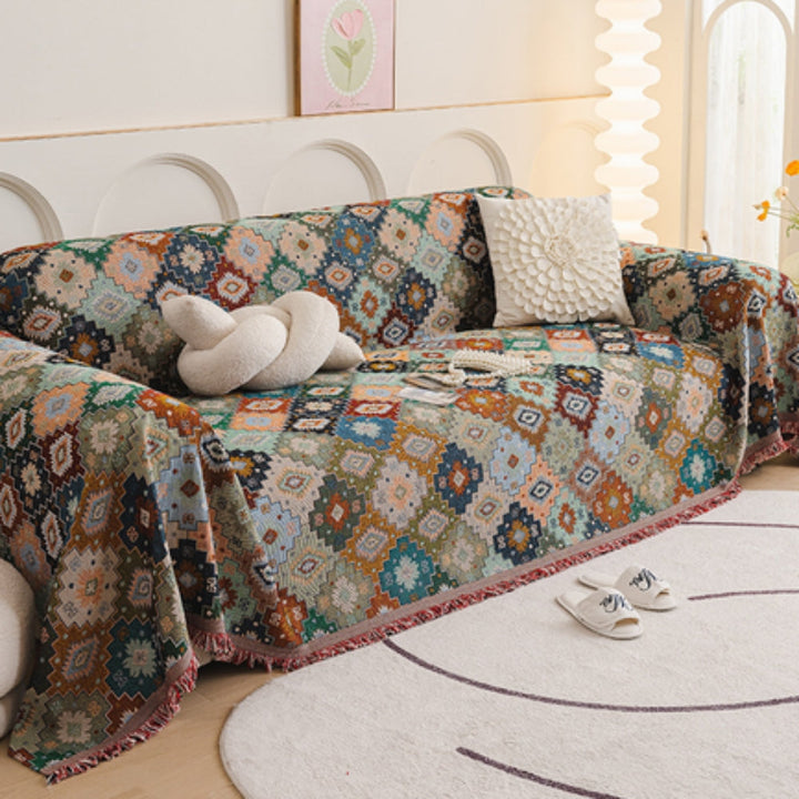 JuwelLinie: Copertura per divano in stile mosaico Boho con colori vivaci e utilizzo versatile – per divano e soggiorno