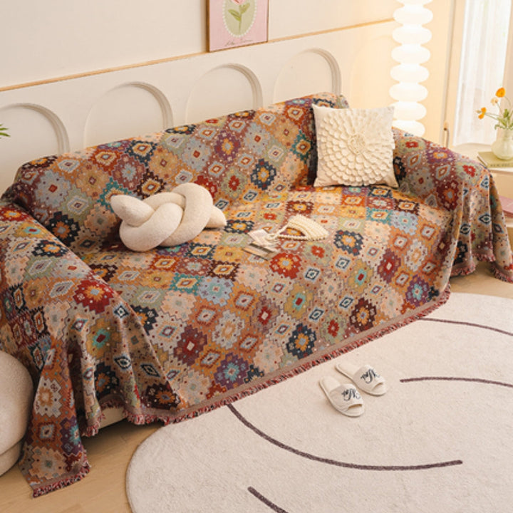 JuwelLinie: Copertura per divano in stile mosaico Boho con colori vivaci e utilizzo versatile – per divano e soggiorno