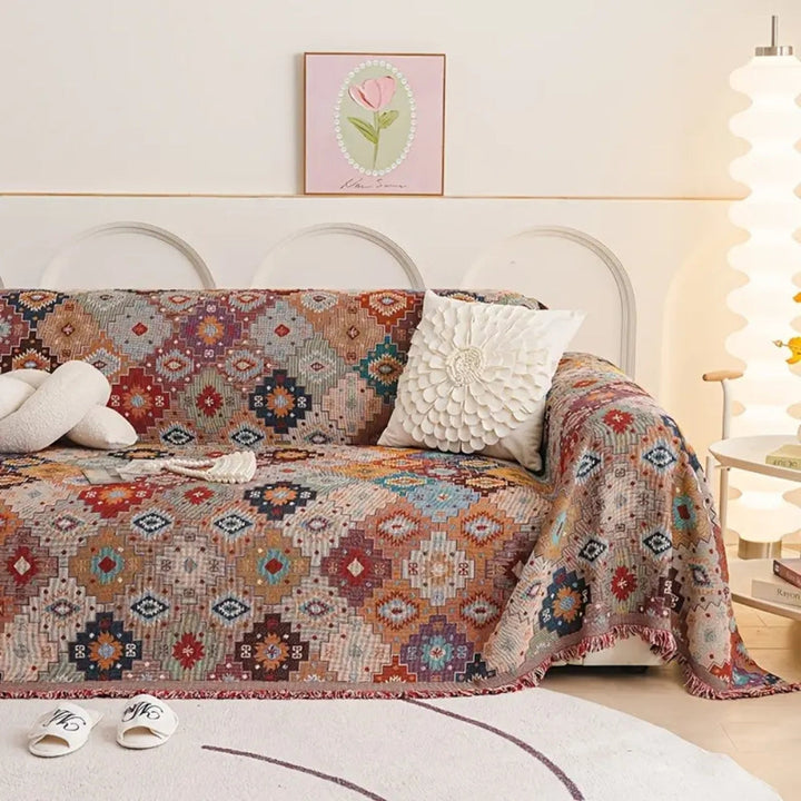 JuwelLinie: Copertura per divano in stile mosaico Boho con colori vivaci e utilizzo versatile – per divano e soggiorno