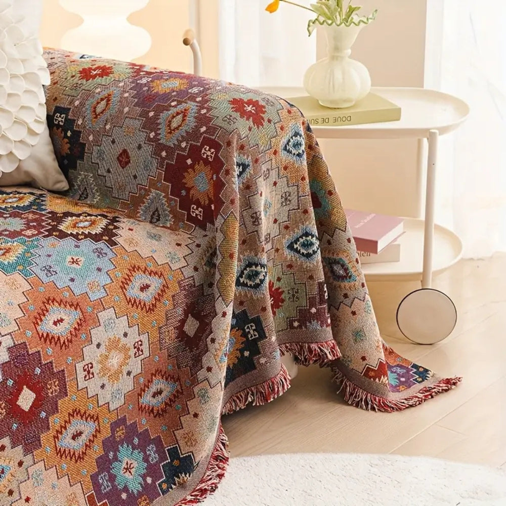 JuwelLinie: Copertura per divano in stile mosaico Boho con colori vivaci e utilizzo versatile – per divano e soggiorno