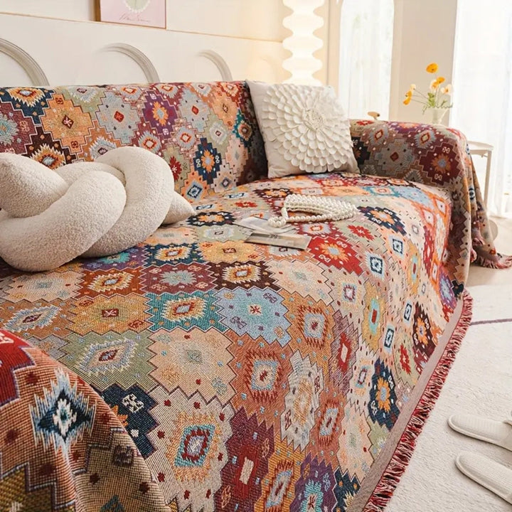 JuwelLinie: Copertura per divano in stile mosaico Boho con colori vivaci e utilizzo versatile – per divano e soggiorno