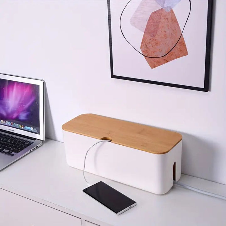 KabelMeister: Scatola per cavi in bambù – elegante, ventilata e pratica per scrivania e mobile TV