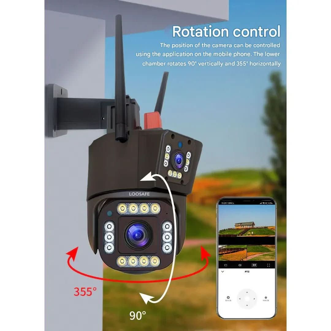 DUALGUARD CAM – Telecamera di Sicurezza Wireless 4K con Pannello Solare e Vista Panoramica a 360°