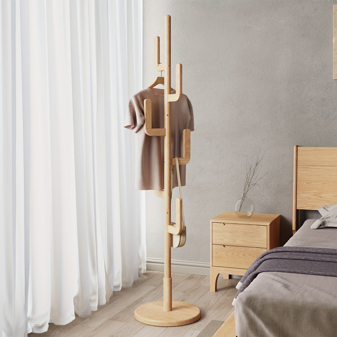 KaktusHolz: Appendiabiti in legno – design moderno a forma di cactus, autoportante e multifunzionale con altezza regolabile per giacche e borse