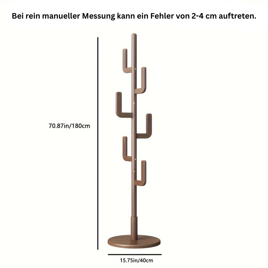 KaktusHolz: Appendiabiti in legno – design moderno a forma di cactus, autoportante e multifunzionale con altezza regolabile per giacche e borse