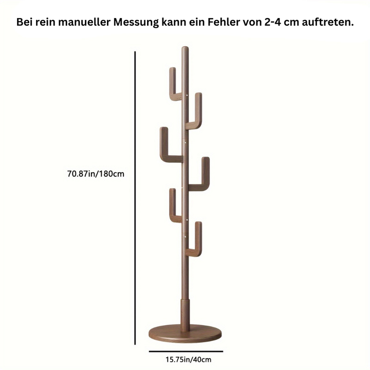 KaktusHolz: Appendiabiti in legno – design moderno a forma di cactus, autoportante e multifunzionale con altezza regolabile per giacche e borse