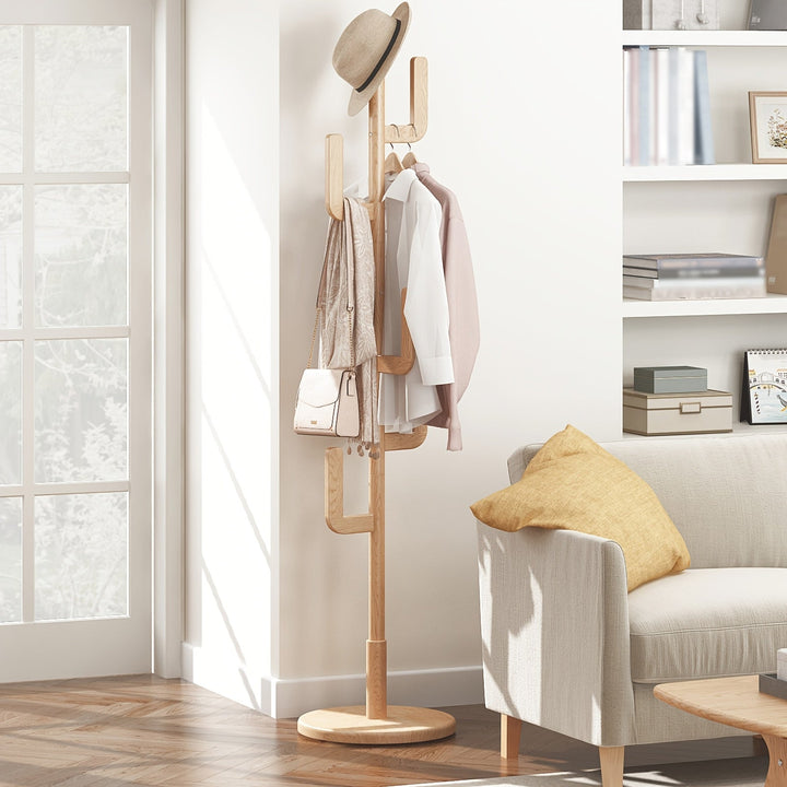 KaktusHolz: Appendiabiti in legno – design moderno a forma di cactus, autoportante e multifunzionale con altezza regolabile per giacche e borse