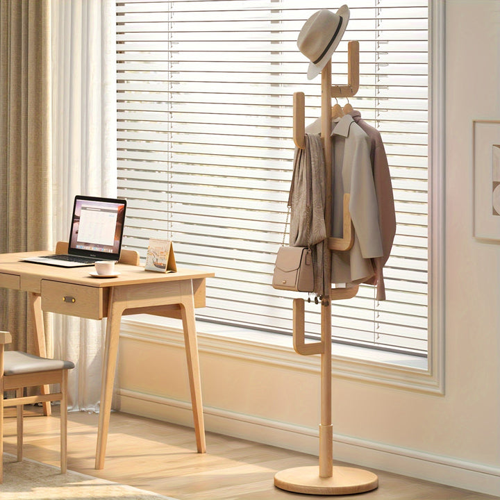 KaktusHolz: Appendiabiti in legno – design moderno a forma di cactus, autoportante e multifunzionale con altezza regolabile per giacche e borse