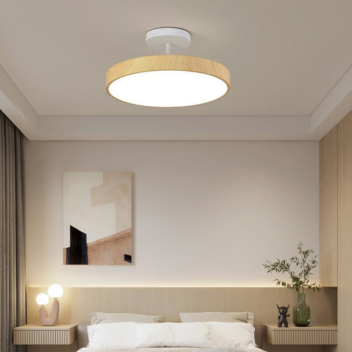 KansoPure: Lampada da soffitto LED giapponese con cornice in legno e design semplice – decorativa per soggiorno e corridoio