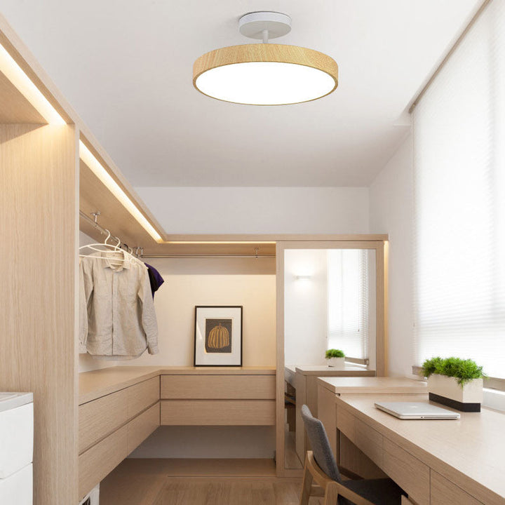 KansoPure: Lampada da soffitto LED giapponese con cornice in legno e design semplice – decorativa per soggiorno e corridoio
