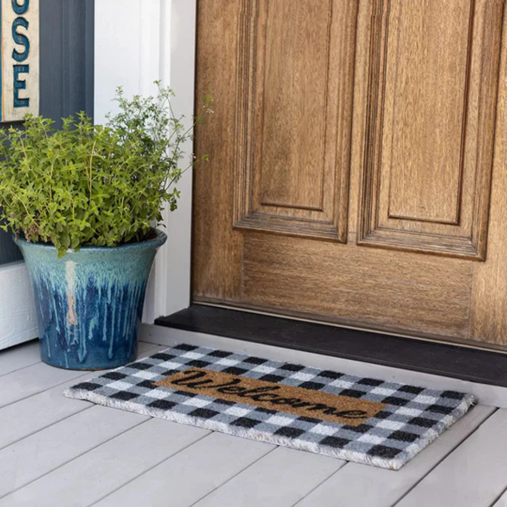 KaroGrüß: tappetino decorativo – robusto, antiscivolo e design a quadri classico per porta d&